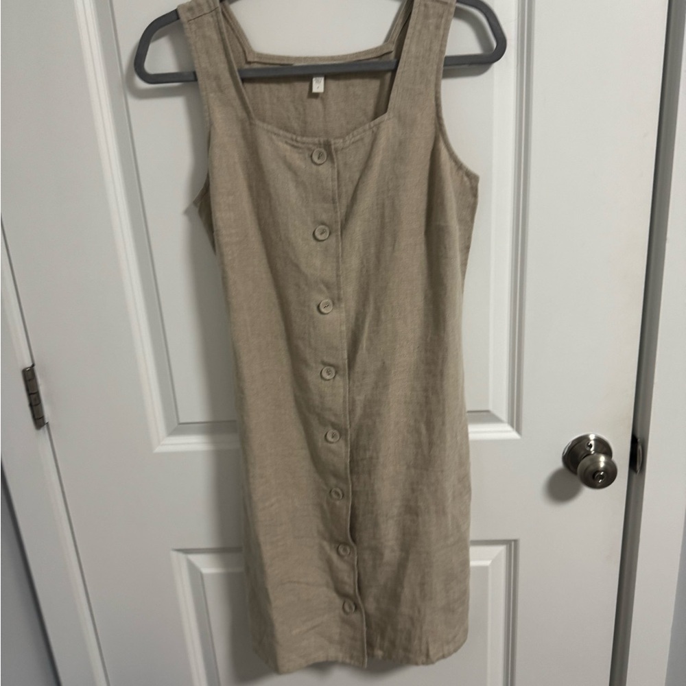 Garnet Hill Tan Button-Front Dress